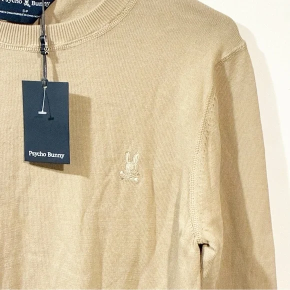 PSYCHO BUNNY MENS BELMORE EXTRA FINE COTTON SWEATSHIRT IN STONE Size Small NEW